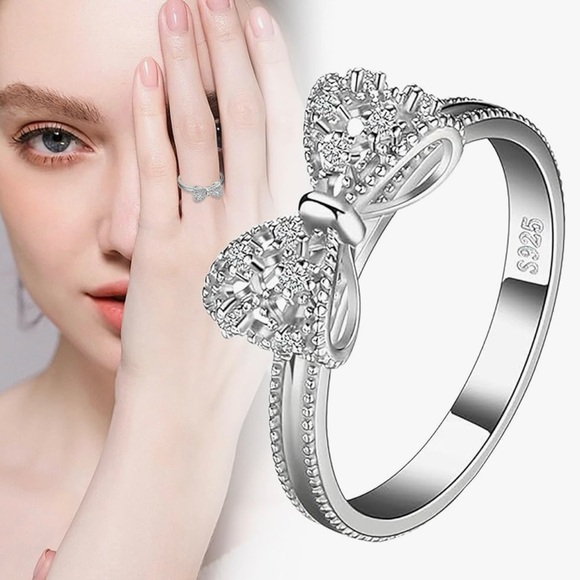 925 Sterling Silver Elegant Silver Bow Ring - Picture 3 of 3